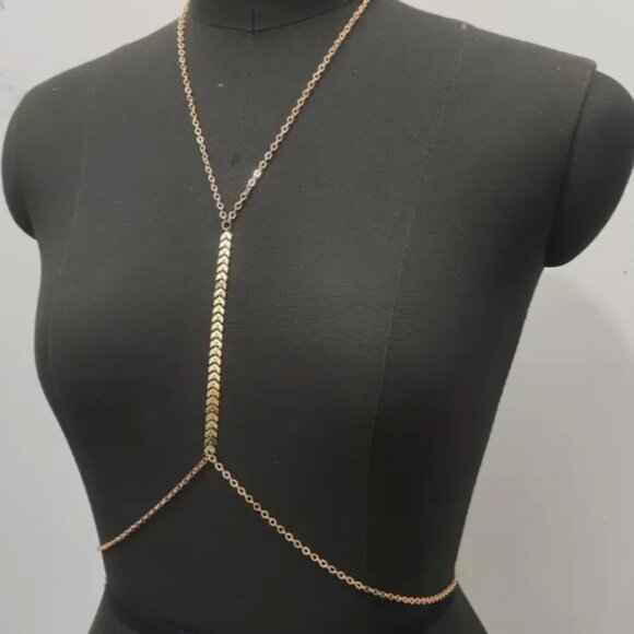 Gold Interlock Chain Body Chain Jewelry - Picture 5 of 6